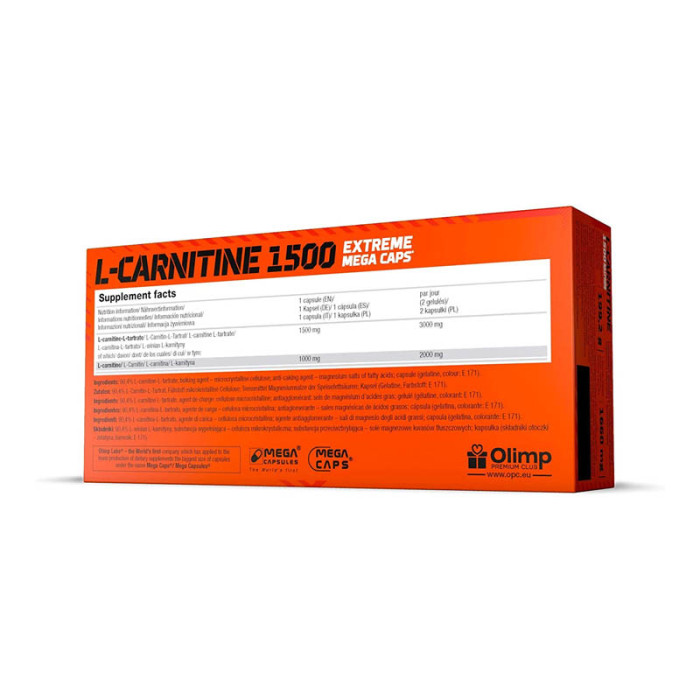 L-карнітин, Olimp Labs, L-carnitine, mega caps 1500 мг, 30 капсул