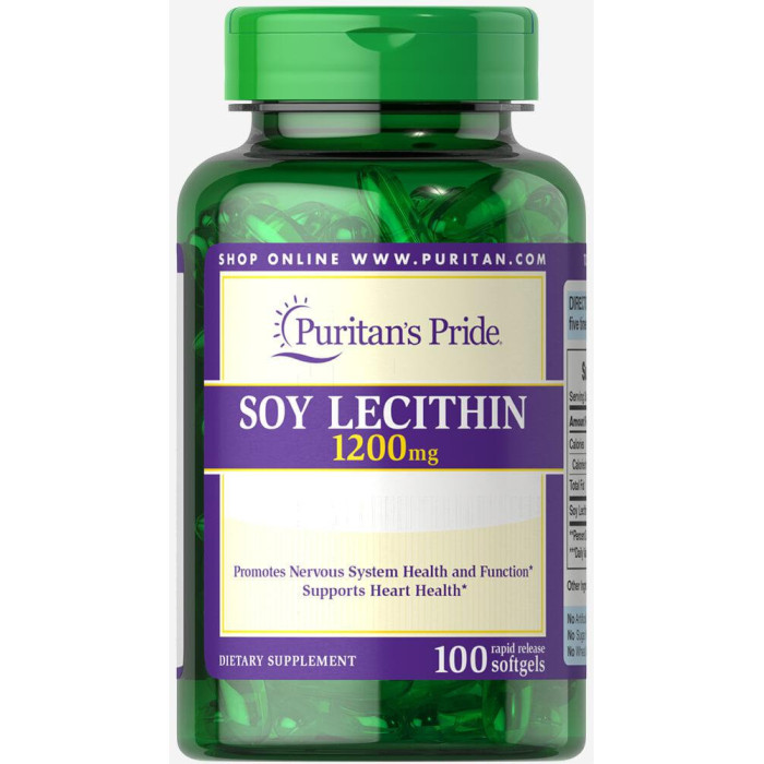 Лецитин , Puritan`s Pride, Lecithin, 1200 мг, 100 капсул