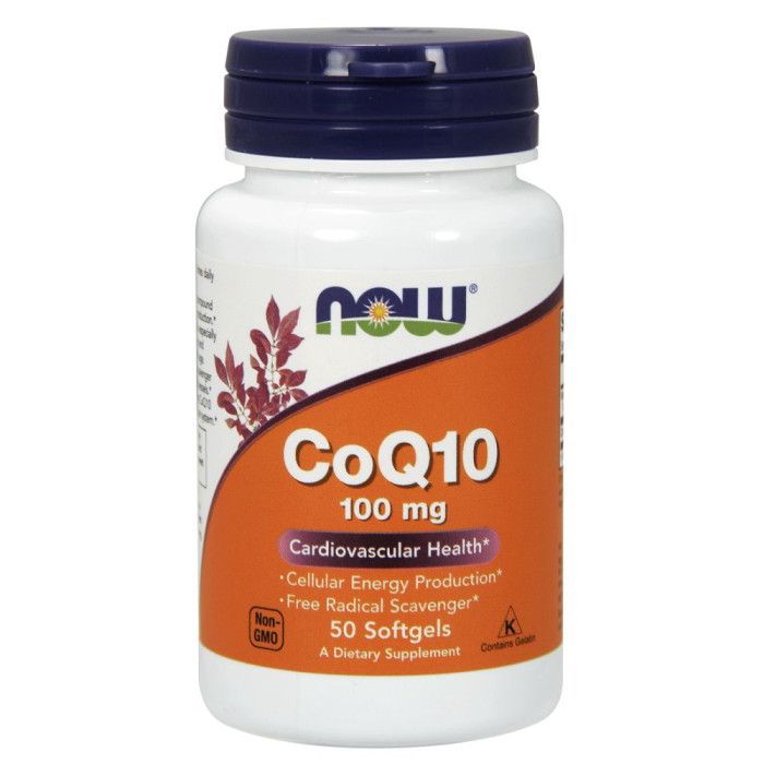 Коензим Co-Q10, Now Foods, 50 капсул, 100 мг