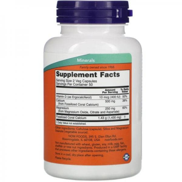 Кораловий калцій плюс, Now Foods, Coral Calcium Plus, 1000 мг, 100 капсул