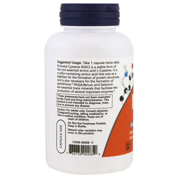 Ацетилцистеїн, Now Foods, NAC (N-acetyl-cysteine), 600 мг, 100 капсул