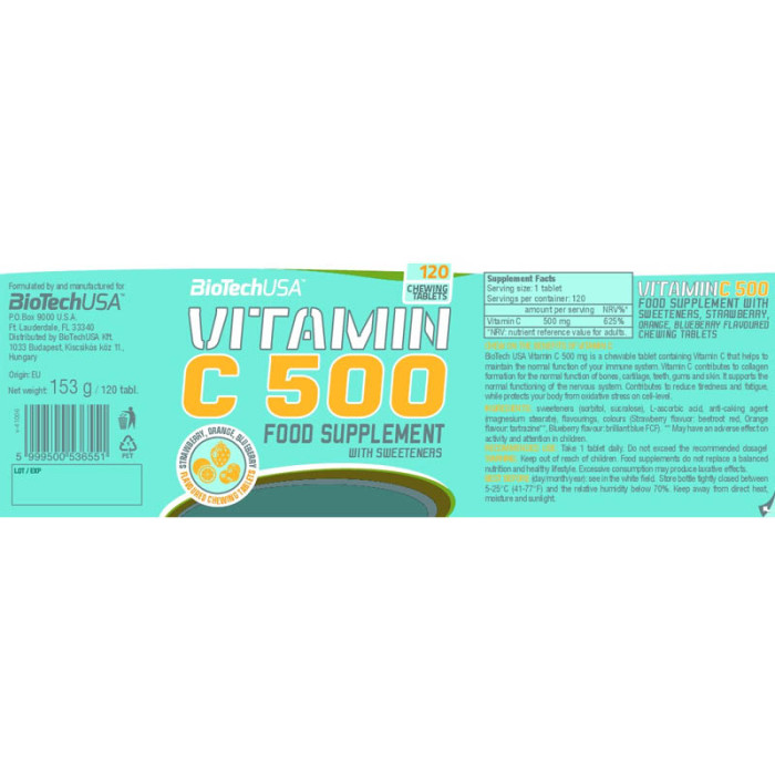 Вітамін С 500 мг BioTech 120 таблеток