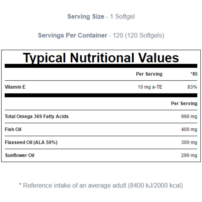 Омега-3, MyProtein, Omega-3, 300мг, 100 капсул