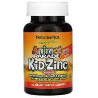 Цинк для Дітей, Смак Мандарина, Kid Zinc, Animal Parade, Natures Plus, 90 пігулок для розсмоктування