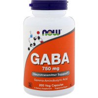 GABA (Гамма-аміномасляна кислота) 750мг, Now Foods, 200 капсул