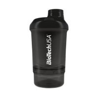 Шейкер BiotechUSA 600 мл + 250 мл + 100 мл чорний