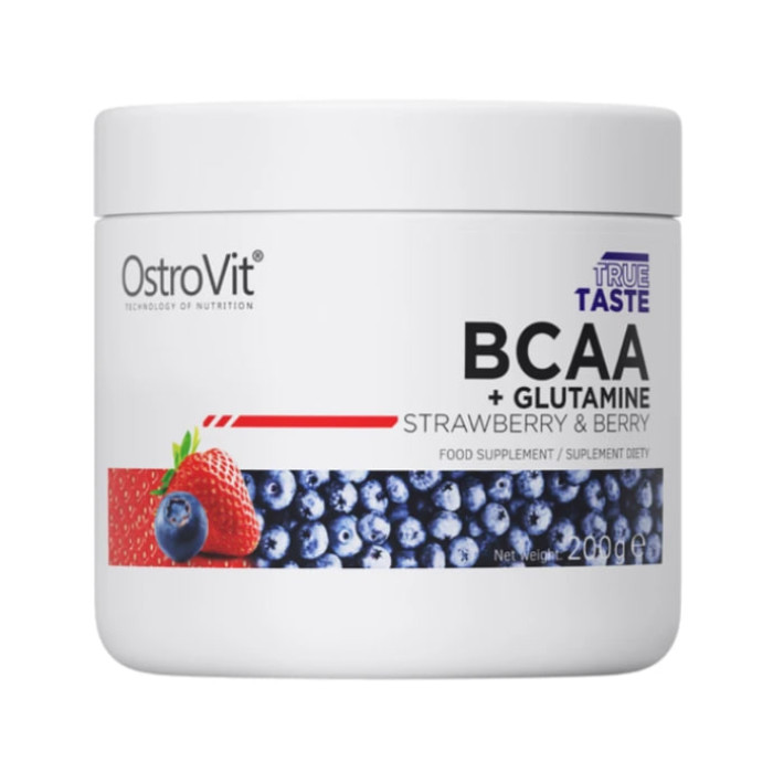 БЦАА + Глютамін OstroVit порошок 200 г полуниця-ягоди