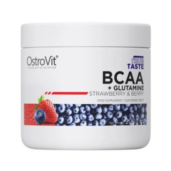 БЦАА + Глютамін OstroVit порошок 200 г полуниця-ягоди