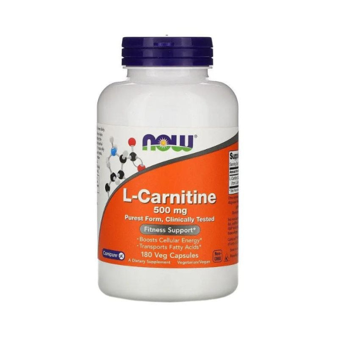 Карнітин тартрат, L-Carnitine, Now Foods, 500 мг, 180 капсул