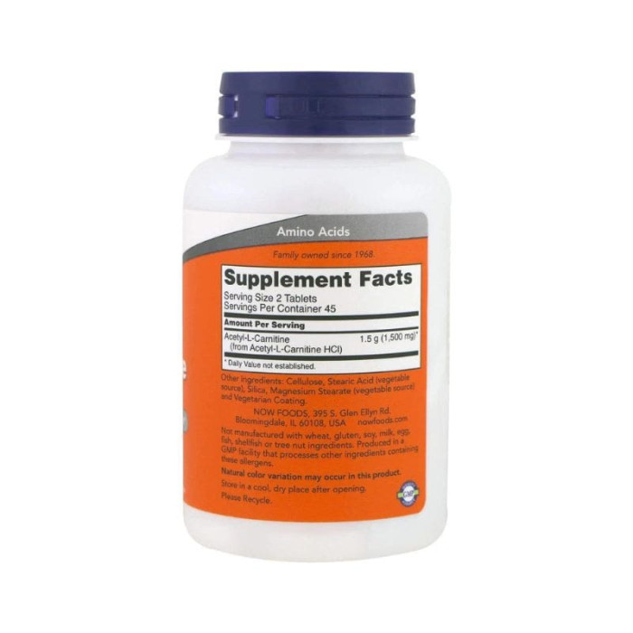 Ацетил карнітин, Acetyl-L Carnitine, Now Foods, 750 мг, 90 tablets