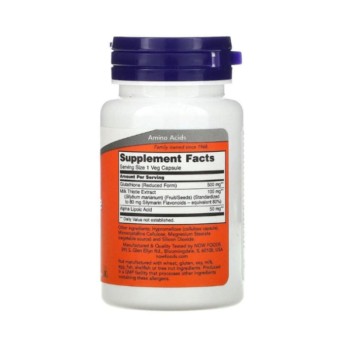 Глутатіон, Glutathione, Now Foods, 500 мг, 30 капсул