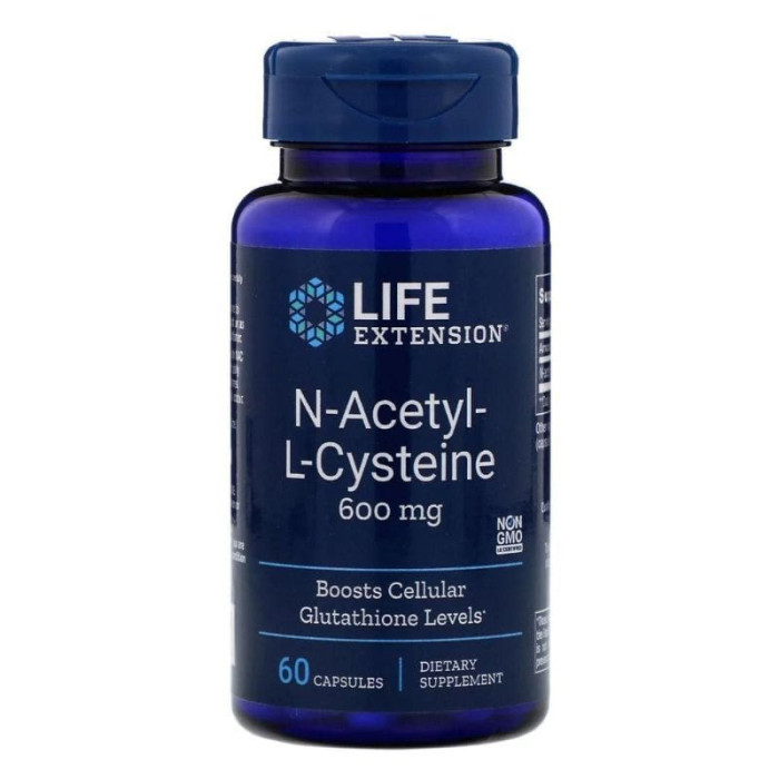 Ацетилцистеїн, N-Acetyl-L-Cysteine, Life Extension, 600 мг, 60 капсул