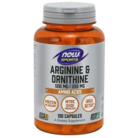 L-аргінін-L-орнітин Now Arginine & Ornithine 500 мг / 250 мг - 100 веган капсул
