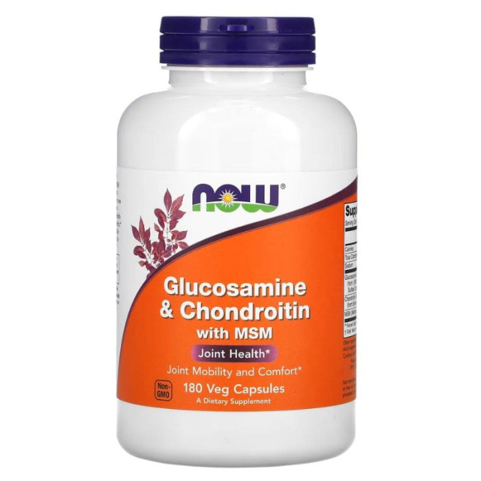 Глюкозамін і хондроїтин з МСМ, Glucosamine & Chondroitin with MSM, Now, 180 веган капсул