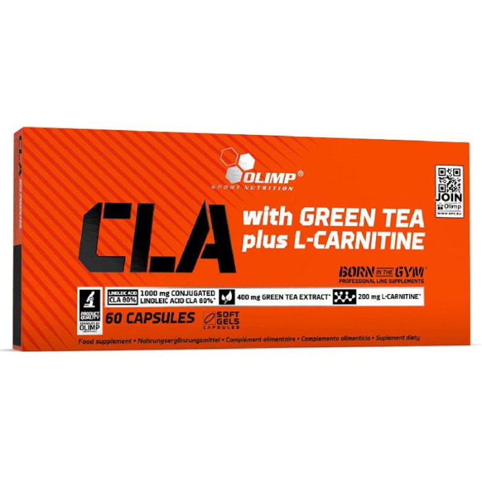Жироспалювач CLA with Green Tea Plus L-carnitine Sport Edition, Olimp, 60 капсул