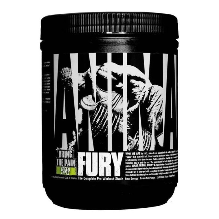 Передтренувальний комплекс (UN Animal Fury) зі смаком зеленого яблука 495.9 г