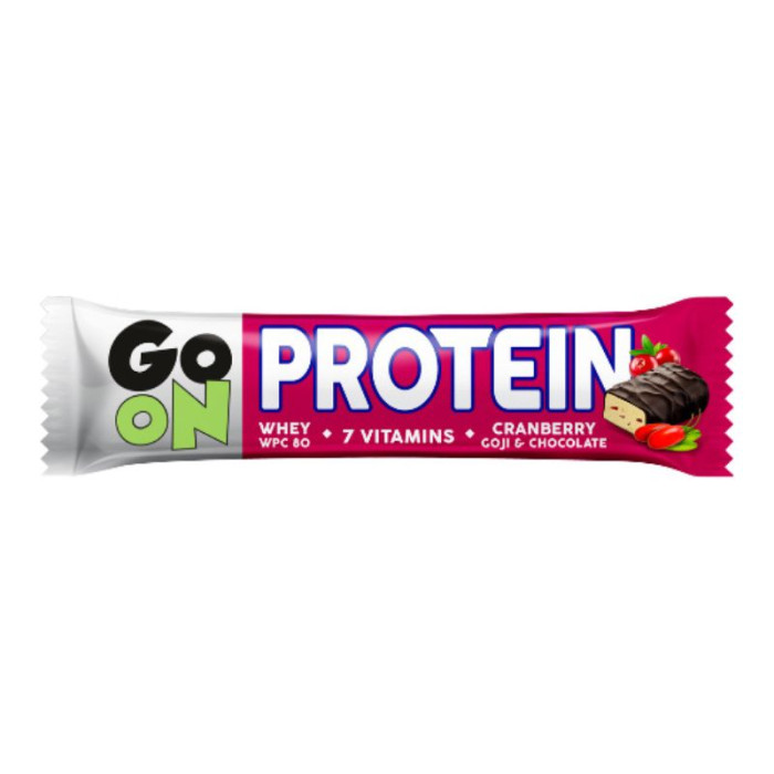 Протеїновий батончик, GoOn, Protein Whey WPC80, 50 г (журавлина+годжі), шт