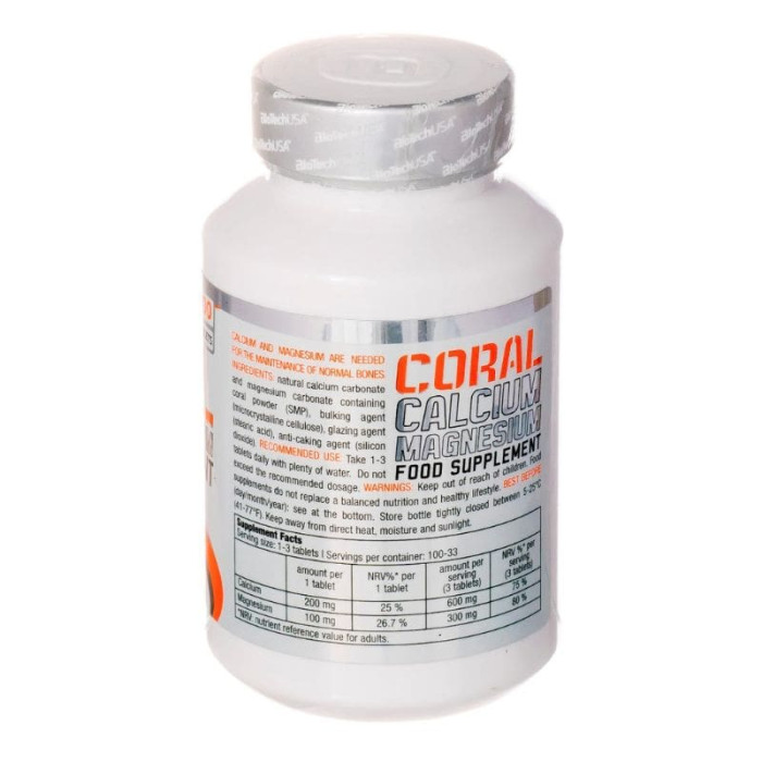 Мінеральний комплекс Coral Calcium + Magnesium, BiotechUSA, 100 таблеток