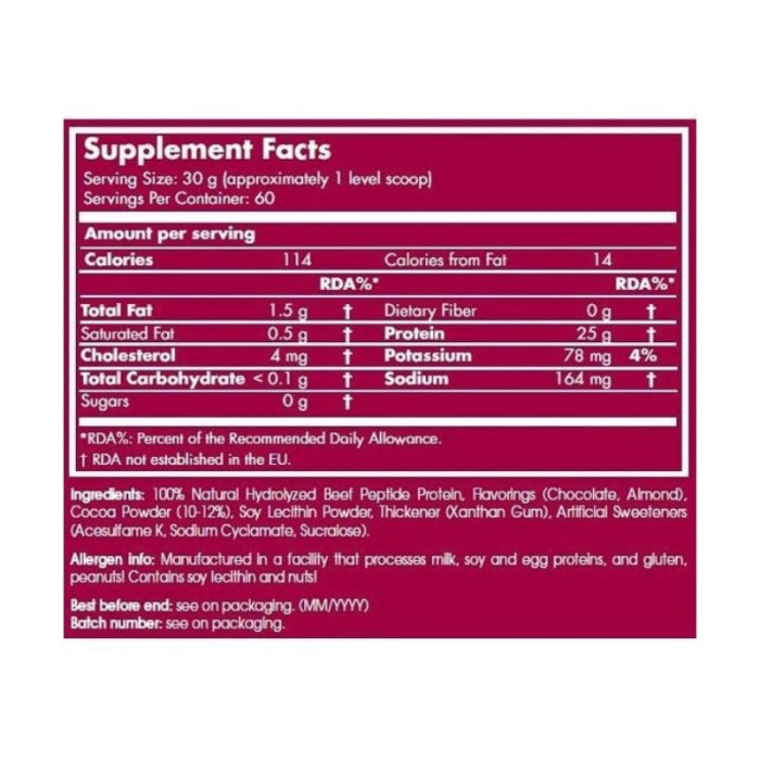 Протеїн 100% Hydro Beef Peptides, Scitec Nutrition, 1800 г, Мигдальний шоколад