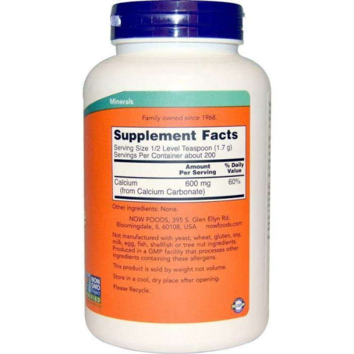 Карбонат кальцію (порошок), Calcium Carbonate, Now Foods, 340 г
