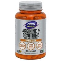 L-аргінін-L-орнітин Now Arginine & Ornithine 500 мг / 250 мг - 100 веган капсул