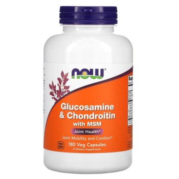 Глюкозамін і хондроїтин з МСМ, Glucosamine & Chondroitin with MSM, Now, 180 веган капсул