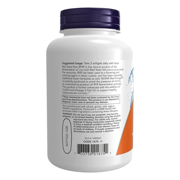 Червоний рис і Омега з CoQ10 NOW Foods, Red Omega, Red Yeast Rice with CoQ10, 90 капсул