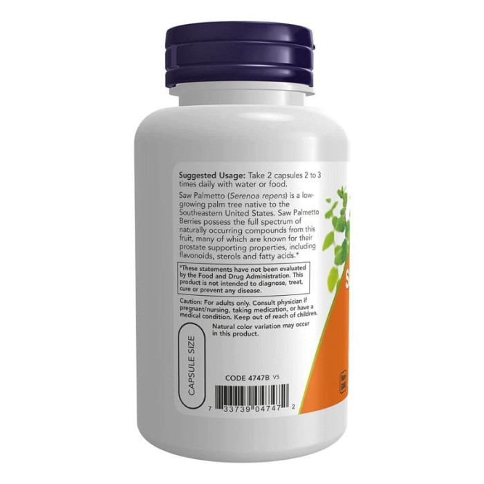 Со Пальметто, Saw Palmetto, Now Foods, ягоди, 550 мг, 100 капсул