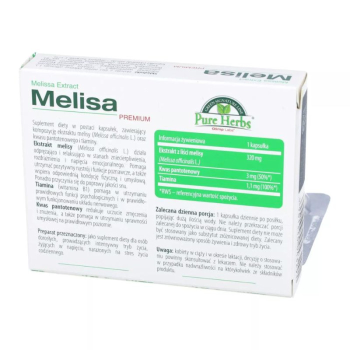 Екстракт листя меліси Melisa Premium, Olimp,  30 капсул