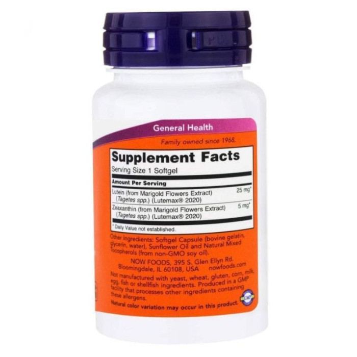 Лютеїн і зеаксантин LUTEIN & ZEAXANTHIN (LUTEMAX 2020) Now Foods 60 SGELS
